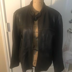 Mens Leather Jacket with Zip Sleeves